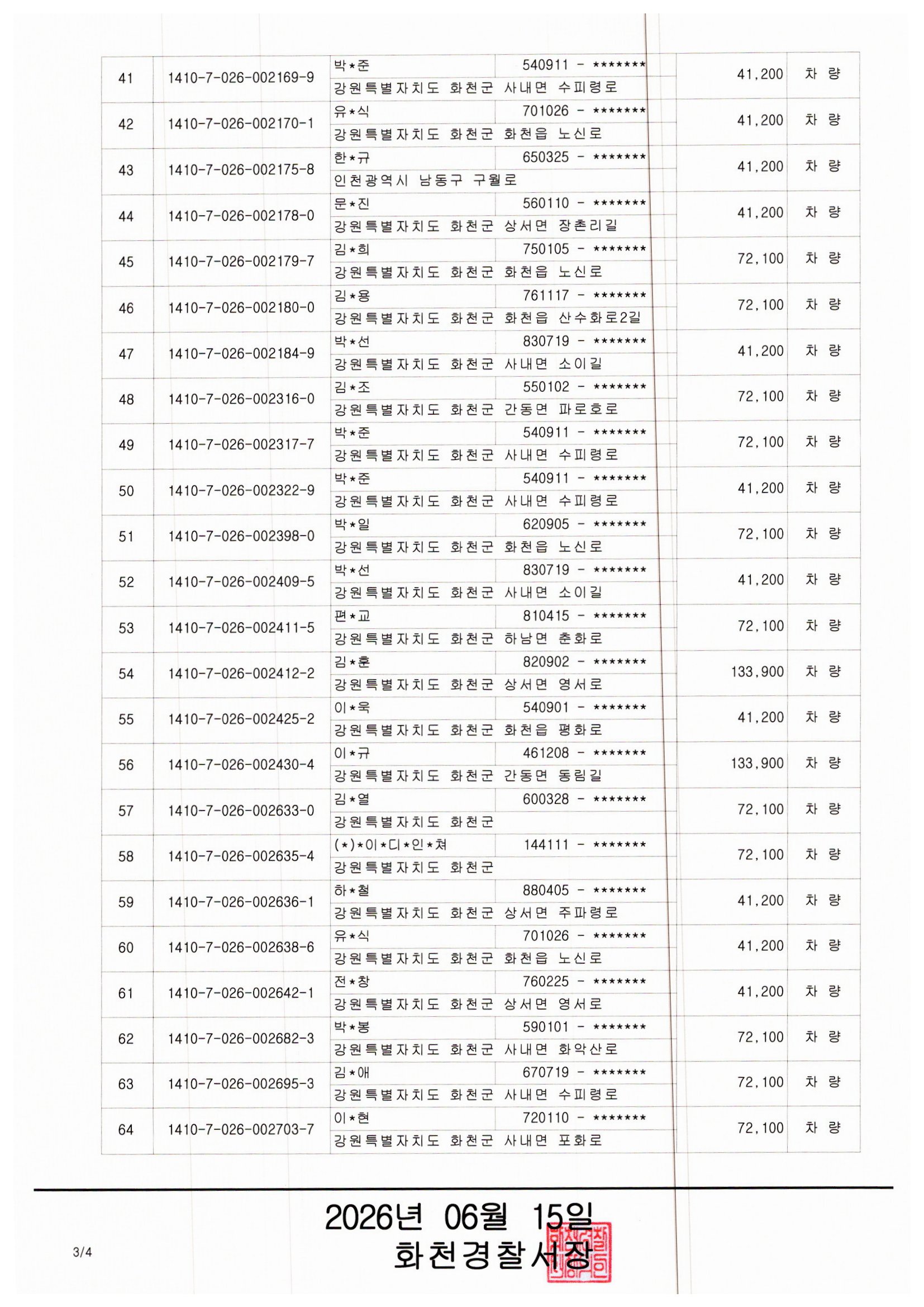 과태료체납 관련 압류 공고-img20260615_16031878