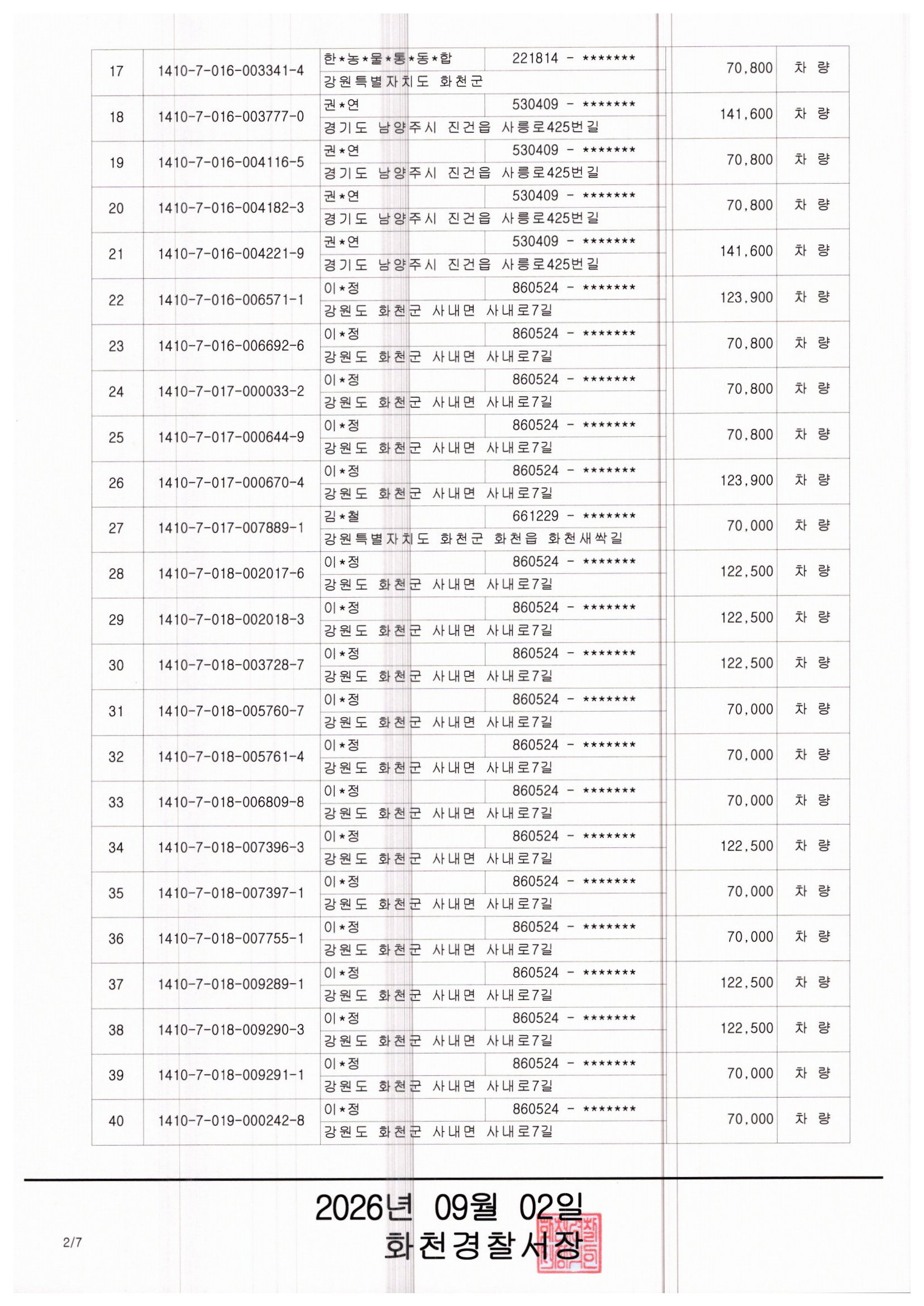 과태료체납 관련 압류 공고(1)-img20260902_09284174
