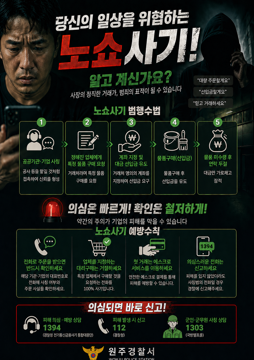 보이스피싱 예방법 및 주의사항 안내-노쇼(포스터)